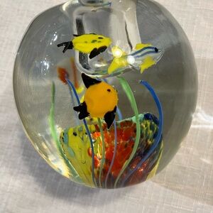 Handcrafted Glass Fish PAPERWEIGHT candle holder,Aquarium Decor.